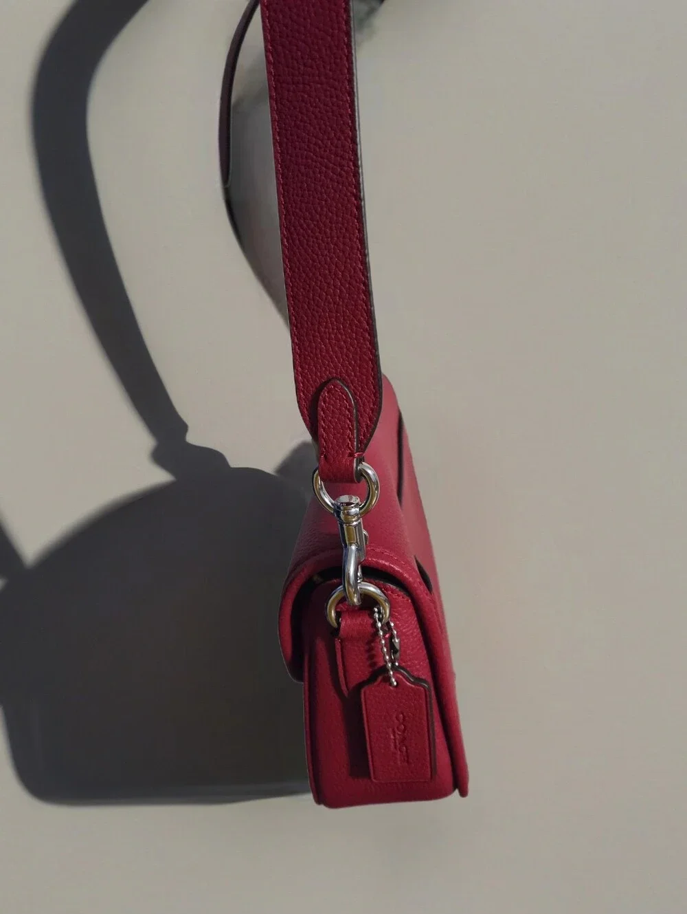 Coach Red Pebbled Leather Willow Saddlebag